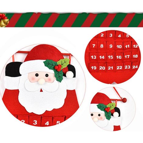 Calendrier de l'Avent mural en feutrine avec Père Noël, 24 jours de compte à rebours pour la décoration intérieure (1/5)