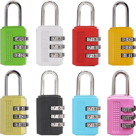4 Pièces Cadenas Code 3 Chiffres,Serrures à Bagages,Cadenas à Combinaison,Cadenas Code de 3 Chiffres,Cadenas à Combinaison pour Valise pour Bagages,École,Abri de Jardin,Gym,Garage (1/5)