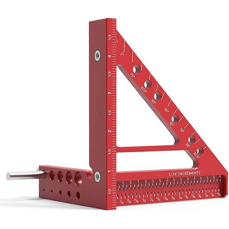 Règle de marquage en alliage d'aluminium de 5 pouces, règle de mesure pour le travail du bois, A-- (1/5)