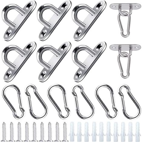 12 Stück Edelstahl Augplatte M5 Ankerplatte Karabiner Öse Edelstahl Deckenhaken mit Schrauben und Spreizrohr für Schaukelhaken Hängematten Markisen Bootsdeck Zubehör (1/5)