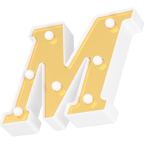 Dekorative goldene LED-Lampe in Form des Buchstabens M, warmweißes Licht für den Innenbereich (1/5)