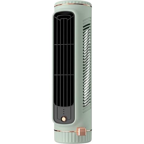 Mini ventilateur tour rechargeable USB, climatiseur portable silencieux sans fil, humidificateur, 3 vitesses, refroidisseur d'air compact pour chambre (vert)