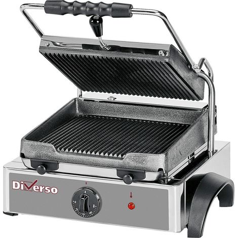 Grill panini électrique, plaques rainurées - Diverso