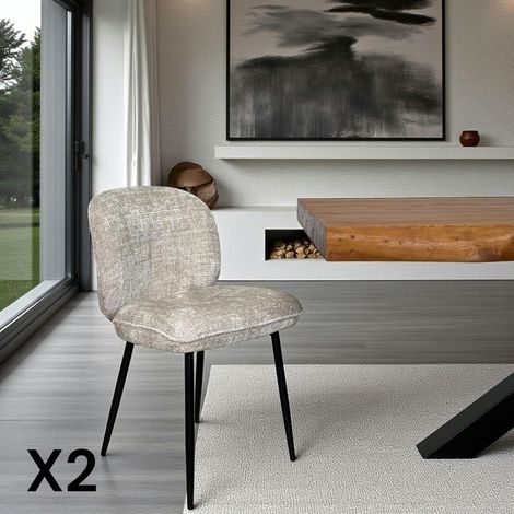 Chaise cosy en tissu beige (lot de 2) IENA (1/5)