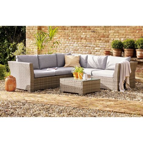Chesterton Grey 5 Seater Corner Rattan Garden Sofa Lounge Set (1/5)
