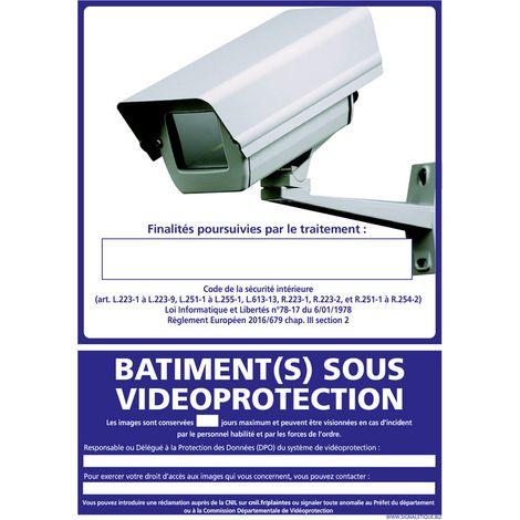 PANNEAU BATIMENT(S) SOUS VIDEO PROTECTION (G1224) - Aluminium 2 mm - 150 x 210 mm