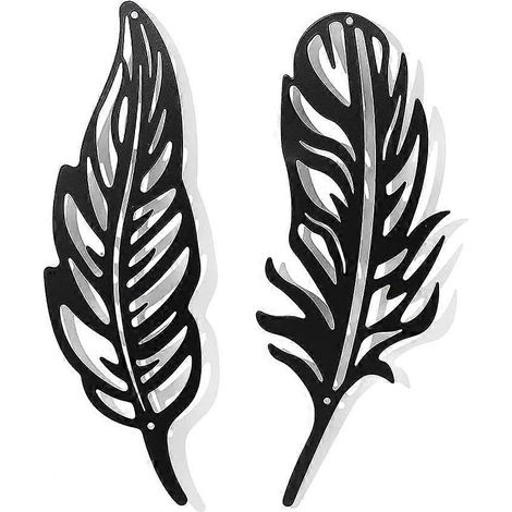 Décoration murale en métal effet plume, silhouette noire à suspendre, idéale pour la maison, la chambre, le salon, la salle de bain, la cuisine, le bureau ou l'hôtel. (1/5)