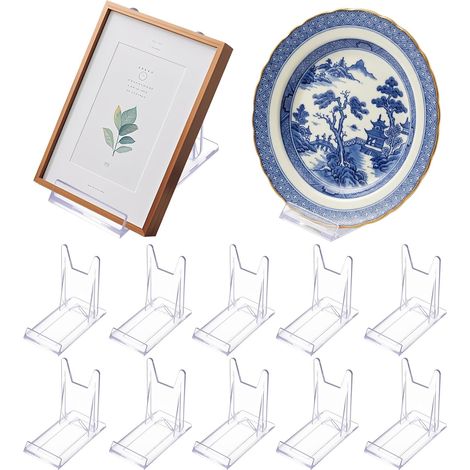 12 Pcs Support Assiette en Acrylique Transparent Réglable (1/5)