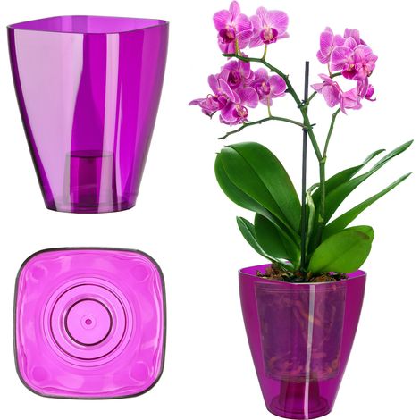 KADAX Blumentopf für Orchidee, 9 cm, eckig, Pflaume