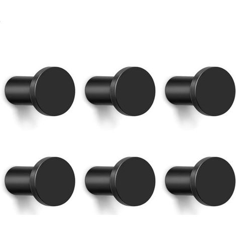 6-teiliges schwarzes, wandmontiertes, verschraubbares, isoliertes Hakenset für Mäntel und Garagenutensilien (1/5)