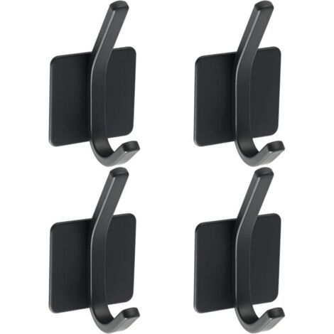 4 Pcs Crochet Adhésif Patère Murale Adhésive en Acier Inoxydable SUS 304 Porte Manteau Mural Noir Porte Serviette pour Salle de Bain ou Cuisine, (1/3)