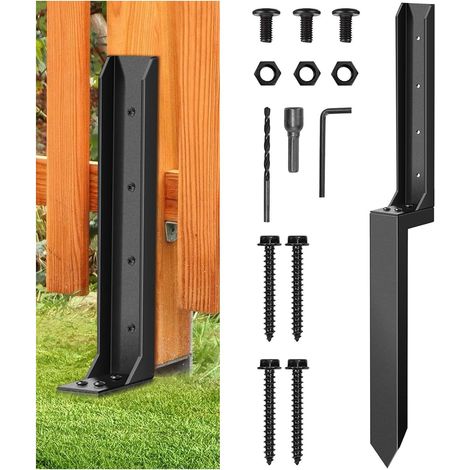 Kit di riparazione per pali di recinzione resistenti, comprensivo di pali, punte da trapano e chiodi da terra, per il rinforzo della recinzione da giardino. (1/5)