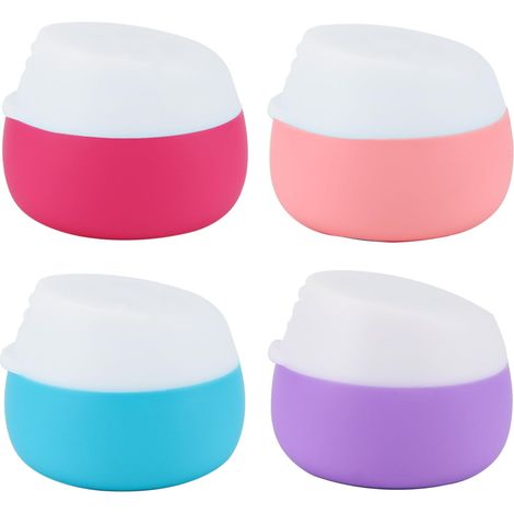 Flaconi da viaggio, confezione da 4 flaconi da viaggio in silicone a prova di perdite da 20 ml, flaconi da viaggio vuoti portatili, accessori per olio solare, lozione, gel doccia, crema (1/5)