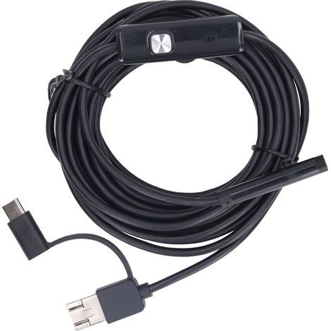 7-mm-Endoskop für Android 3 in 1 Typ C USB Micro USB, wasserdicht, für die Inspektion von Autorohren, mit 6 LEDs und einem 5 m langen Kabel für Smartphones. (1/5)