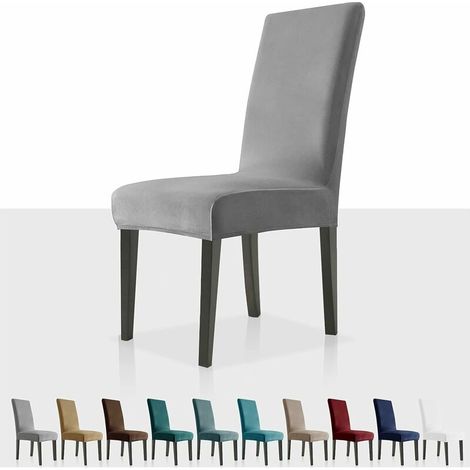 Green Mobility-Housses de chaise en velours extensible pour chaises de salle à manger Lot de 2 housses de chaise de salle à manger amovibles en velours Housses de chaise en peluche (gris, 6) (1/5)