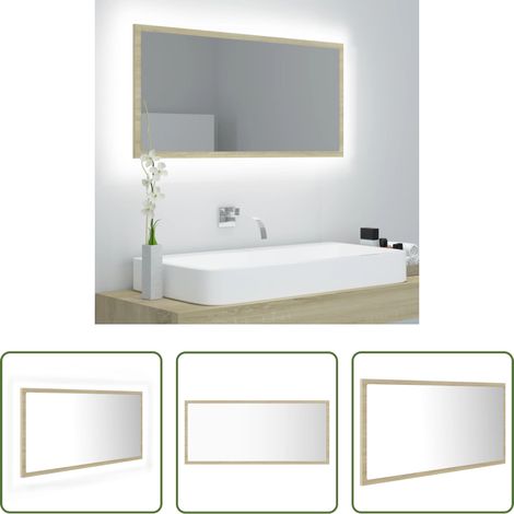 Sonoma-Eiche - LED-Badspiegel Sonoma-Eiche 90x8,5x37 cm Acryl (1/5)
