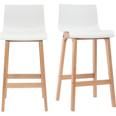 Sgabello da bar design legno e bianco 75cm set di 2 NEW SURF