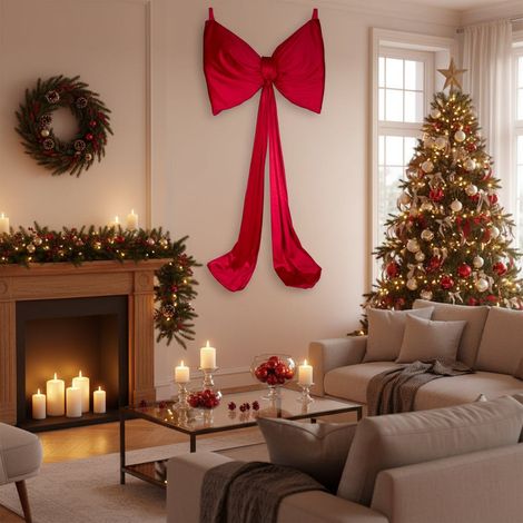 Fiocco in velluto color rosso per decorazioni natalizie da 75 cm x h 225 cm (1/3)
