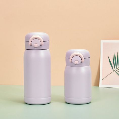Minibotella de agua (aprox. 320 ml),termo pequeño de acero inoxidable con aislamiento al vacío,mantiene las bebidas calientes/frías,color morado (1/5)