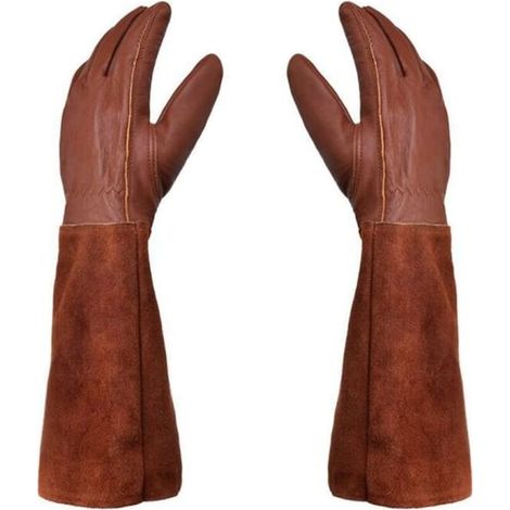 Gants de jardinage unisexes - Paire de Gants de Jardinage - Protection Cuir - Gants de Jardinage pour les épines et Ronces et Gants de Travail--Marron--M (1/5)