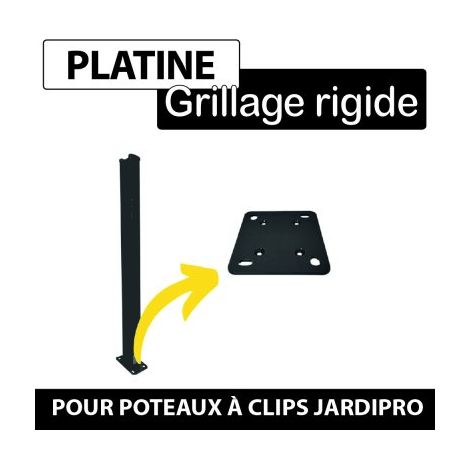 Cloture & Jardin – Platine poteau à clips aluminium gris anthracite RAL 7016 – Fixation pour poteaux H – 4 vis en acier zingué incluses – Résistante aux environnements côtiers