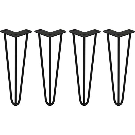 4 x 14" Hairpin Legs - 3 Prong - 10mm - Black (1/5)