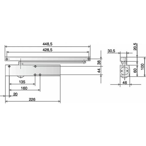 Geze – Ferme-porte TS 3000VBC – Freinage à l'ouverture – Réglage de la vitesse de fermeture – Angle d'ouverture 180° – 109329 (1/3)
