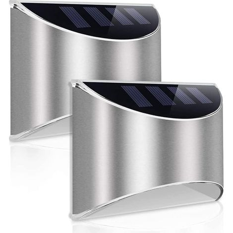 Potente lámpara solar para exteriores Aplique de pared de acero inoxidable con luz LED impermeable Poste de luz Luces de seguridad para exteriores Inalámbrico para jardín Porche Hogar Garaje Pared (1/5)