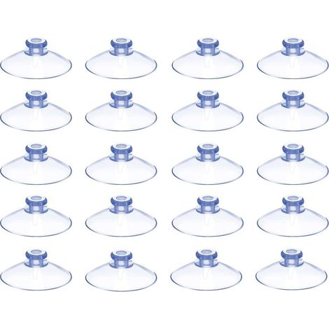 Ventose 20 pezzi Mini ventose misura 20 mm Ventose trasparenti con forte adesione per superfici lisce - Piccole ventose in plastica PVC senza ganci (20 mm, 20) (1/5)