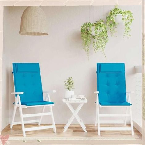 361886 Coussins de chaise à dossier haut lot de 2 bleu clair (1/5)