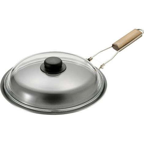 Spadella Crepiera con Manico in Legno Pieghevole e Coperchio in Vetro 30 cm (1/2)