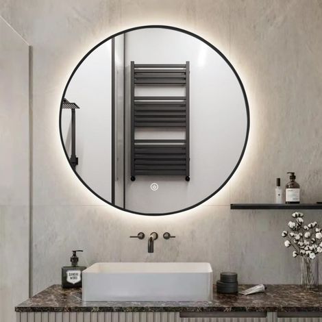 Specchio da bagno led rotondo 80cm cornice retroilluminato Laugarv XL