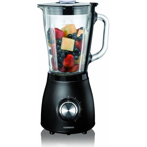 Licuadora de vidrio de 1,5 l, 500 W, 5 velocidades, color negro mate