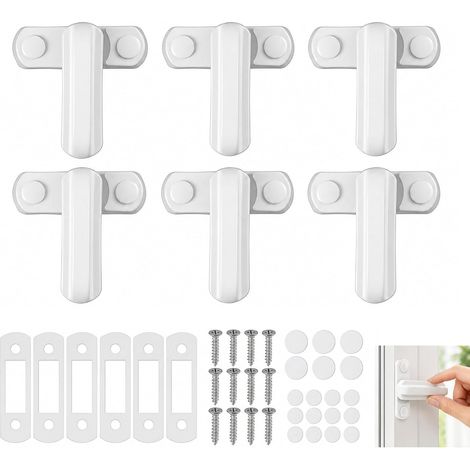6 Pièces Serrure de Fenêtre, Bloqueur Fenêtre Sécurité pour Fenêtre et Porte, Verrou Blanc en Alliage de Zinc avec Vis de Fixation Bloqueur Rotatif 90° pour Fenêtres PVC UPVC Aluminium Anti-Ouverture (1/5)