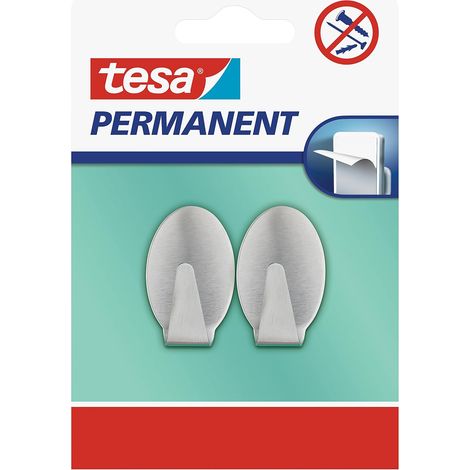 Crochets Permanents Métal Ovale Adhésifs en Acier Inoxydable Brossé - Parfaits pour Suspendre des Objets Légers Fixation Facile sur Verre, Carrelage, Bois et Plastique (1/5)