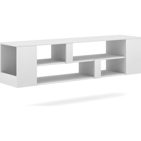 Mobile porta TV sospeso collezione CLARA colore bianco 155cm con 6 vani (1/4)