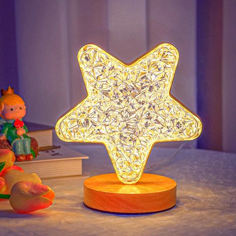 TrAdE Shop Traesio - Lampada Da Tavolo A Forma Di Stella Ricaricabile Usb Touch 3 Intensità Di Luce - (1/3)