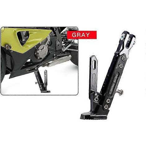 Verstellbare CNC-gefräste Motorrad-Fußstütze aus Metall, Seitenhalterung, langlebige und korrosionsbeständige Halterung, Motorradständer – Grau (1/5)