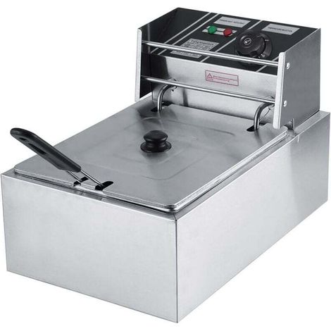 Friteuse électrique en acier inoxydable 6L avec panier pour usage commercial et domestique (1/4)