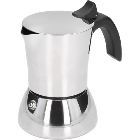 Cafetera de acero inoxidable apta para uso alimentario con asa. (1/5)