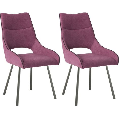 AMADO - Lot de 2 Chaises Tissu Coloris Violet (1/4)