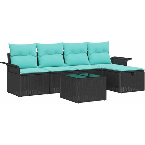 Set Divano da Giardino con cuscino 6 pcs Poly Rattan vidaXL