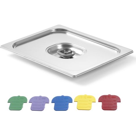 Deckel für GN-Behälter mit farbigen Clips HACCP GN1/4 265x162mm Edelstahl - Hendi 805244 (1/2)