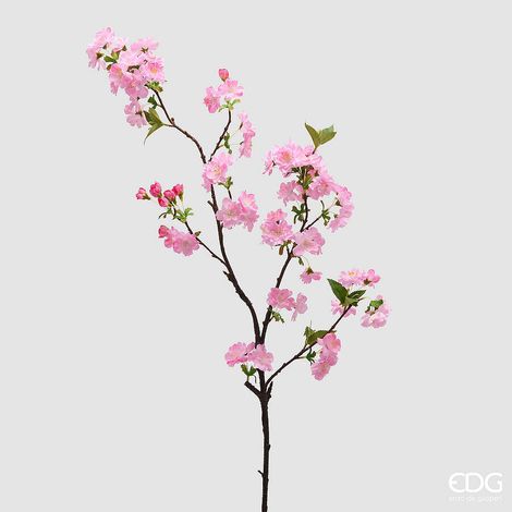 EDG Enzo De Gasperi Ciliegio Ramo con Foglie H 90 Cm Pianta Artificiale Colore Rosa
