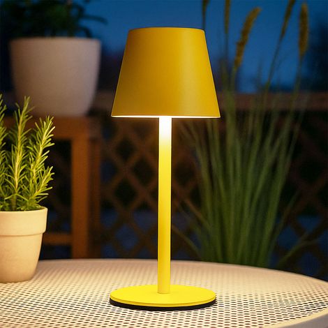 Luce da esterno Lampada da tavolo ricaricabile Touch dimmer Bottle top CCT, giallo, USB-C, LED 3W 200Lm bianco caldo-freddo, DxH 11,5x36 cm (1/5)