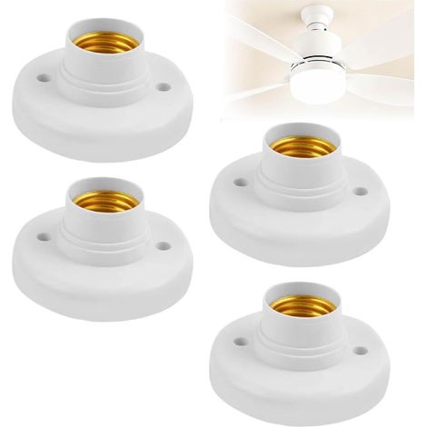 (4x Douille Plafonnier E27, Support Douille E27 et Support Ampoule Plafond Noir Porte Ampoule E27 a Visser, Base de Lampe pour Ventilateur (1/4)