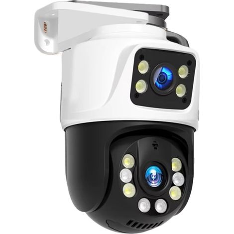 Caméra IP POE PTZ 8MP 4K à Double Objectif, vidéosurveillance extérieure, CCTV, for NVR, Audio bidirectionnel, Vision Nocturne Couleur(8MP Add 32 Card) (1/5)