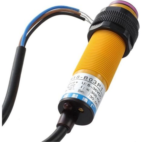 2X DC 3 Fils PNP 6-36V IR Capteur Photoelectrique Commutateur 30cm E18-B03P1 Noir,2 x capteur photoelectrique (1/5)