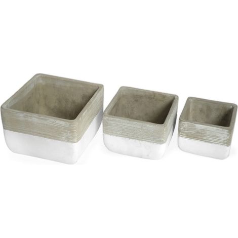 Set 3 Vaso Decorativo Moderno Per Fiori In Cemento Design Modello Quader (1/3)