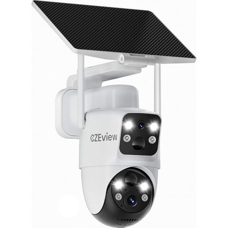 4MP Caméra Surveillance WiFi Exterieure sans Fil Solaire, 360°  Double Objectif, Détection Mouvement Double PIR, 2.4GHz WLAN Caméra Connectée, Alarme Lumineuse/Sonore (1/5)